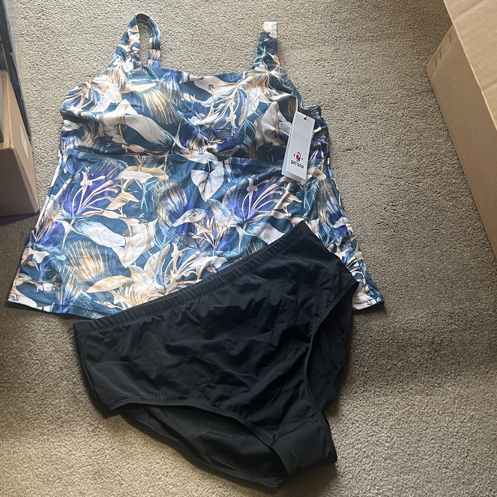 Perona Blue Floral Fabric swim